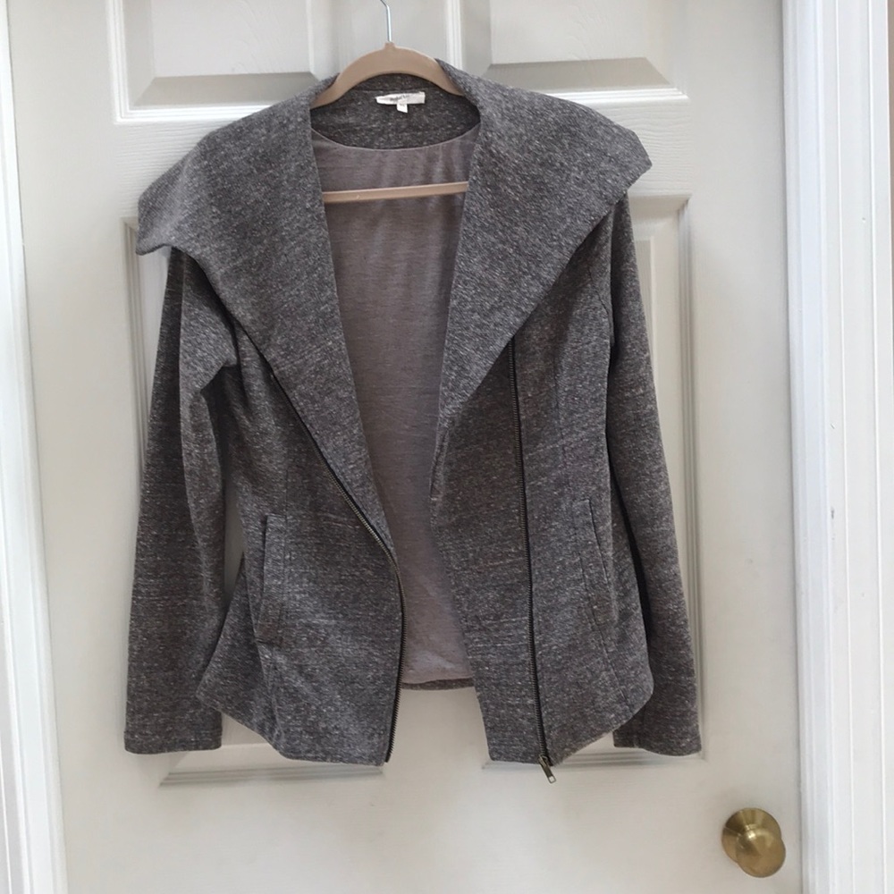 Brown heathered asymmetrical blazer/sweatshirt